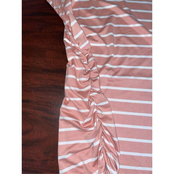 Time and True Pink and White Stripes Maternity Tank Top with Ruched Sides- XXL - Picture 2 of 4